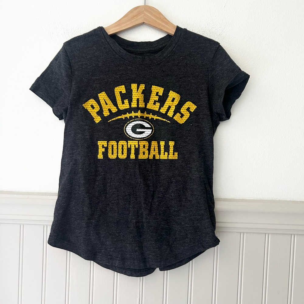 NFL Team Apparel Girls Medium Green Bay Packers Charcoal Graphic Tee Shirt